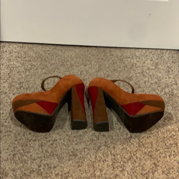 Candies orange Red brown platform cajude shoes 8.5 - Picture 5 of 6